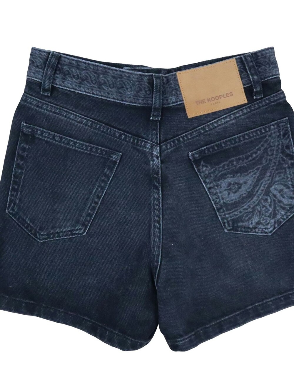 The Kooples Denim Shorts Black Paisley Bandana High Rise Women's 0 26"